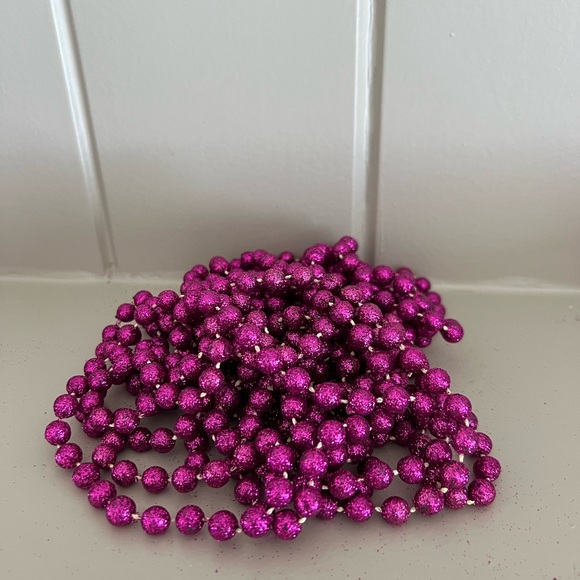 Magenta Pink Glitter Bead Garland- 3 strands (2 glitter, one shiny) - Picture 3 of 4